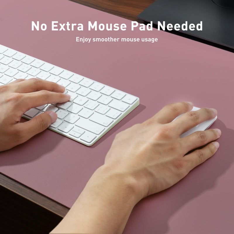Aothia Leather Desk Pad Protector, Mouse Pad, Office Desk Mat,Non-Slip PU Leather Desk Blotter, Laptop Desk Pad, Waterproof Desk Writing Pad for Office and Home (Dark Pink, 23.6" x 13.7") - Image 4